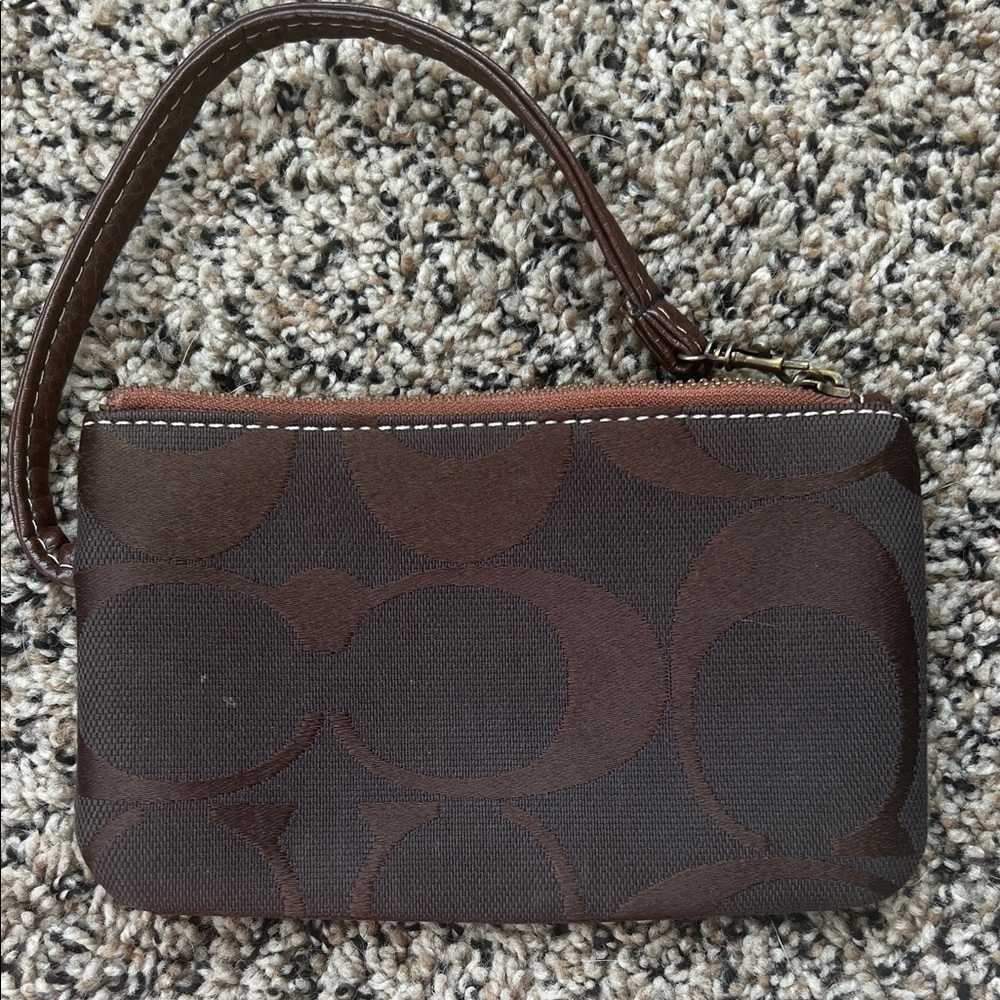 Coach inspired Brown Wristlet